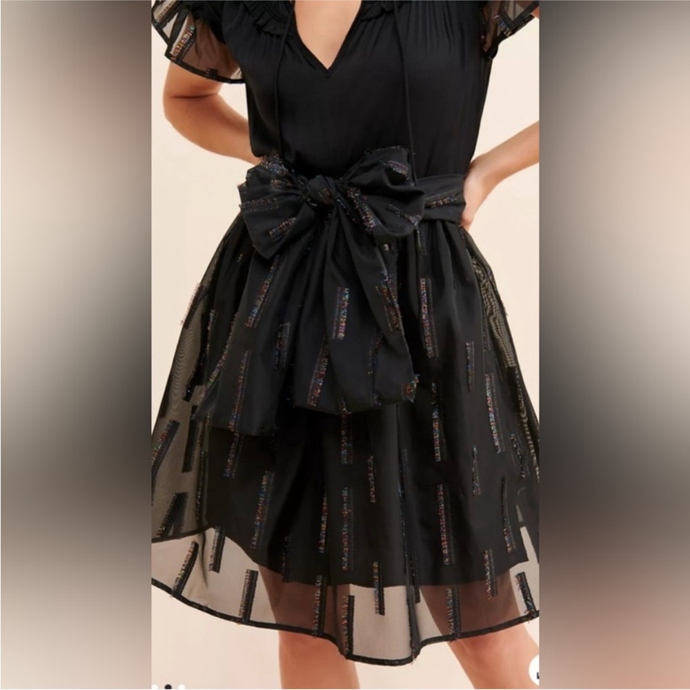 Anna Sui Black Ruffled Dress with Bow - Picture 4 of 8